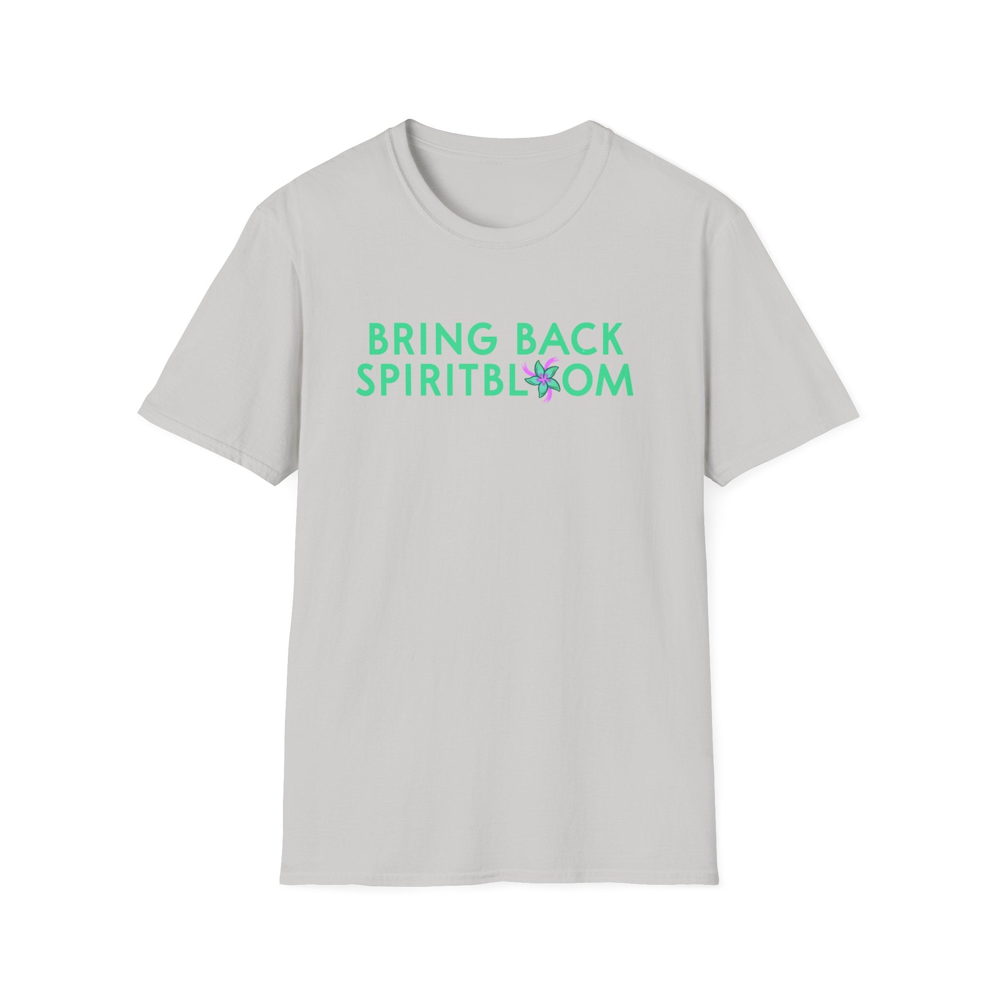 Bring Back Spiritbloom T-Shirt | Green Text with Purple Flower