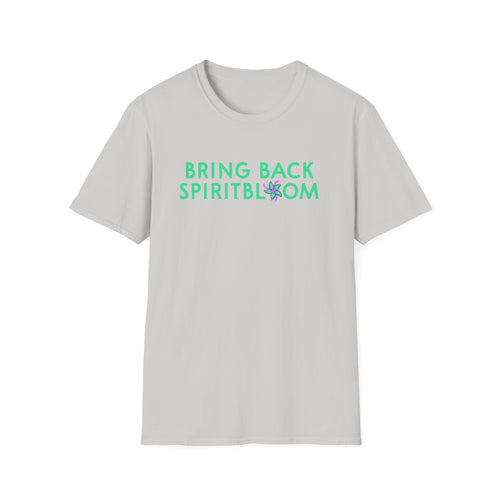 Bring Back Spiritbloom T-Shirt | Green Text with Purple Flower