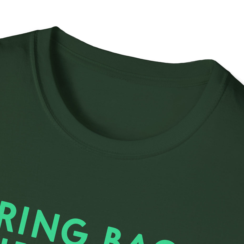 Bring Back Spiritbloom T-Shirt | Green Text with Purple Flower
