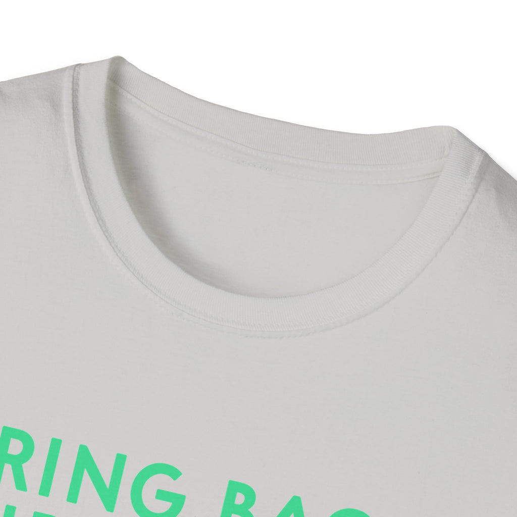 Bring Back Spiritbloom T-Shirt | Green Text with Purple Flower
